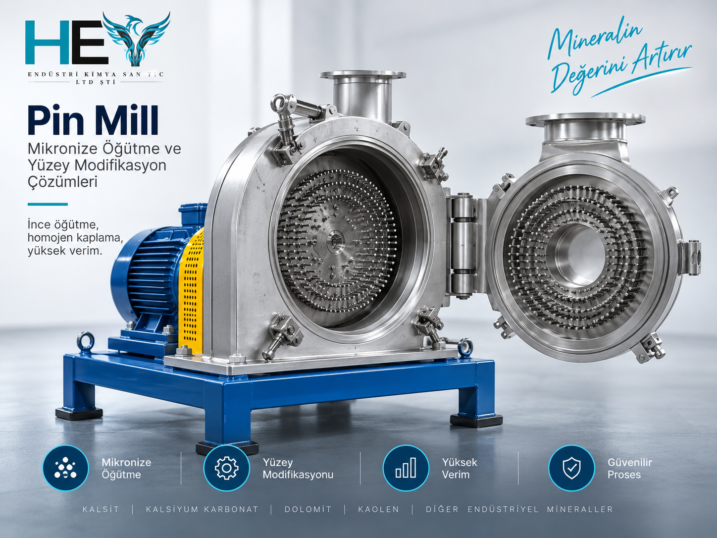 Pin Mill – Yüzey Modifikasyon ve Kaplama Sistemi